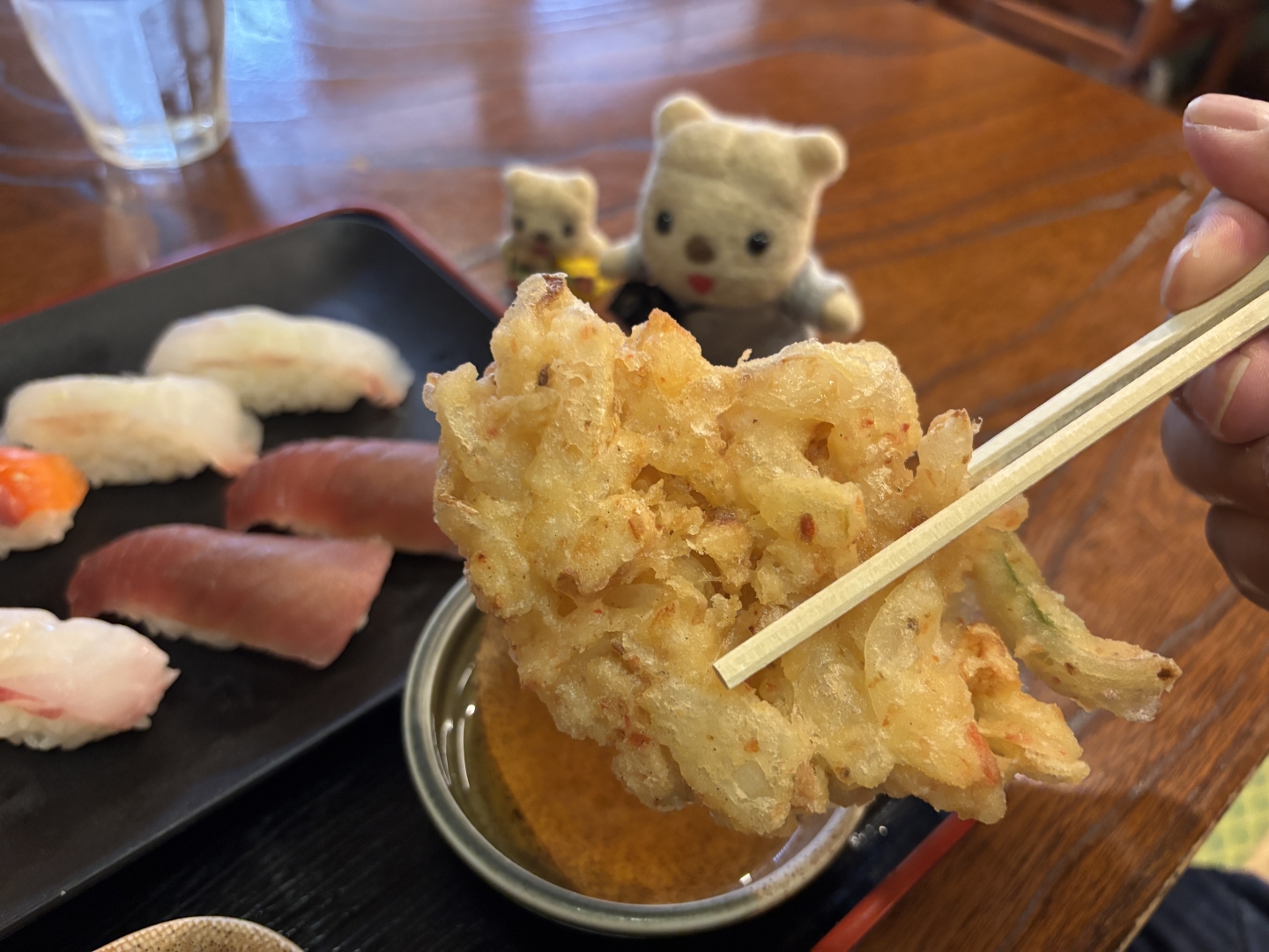 サクサクのかき揚げをいただく