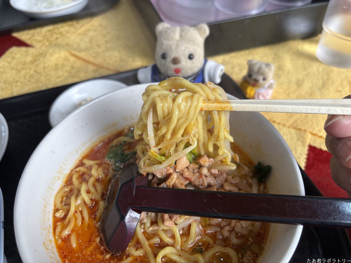 辛さ抑えめでコク深い坦々麺