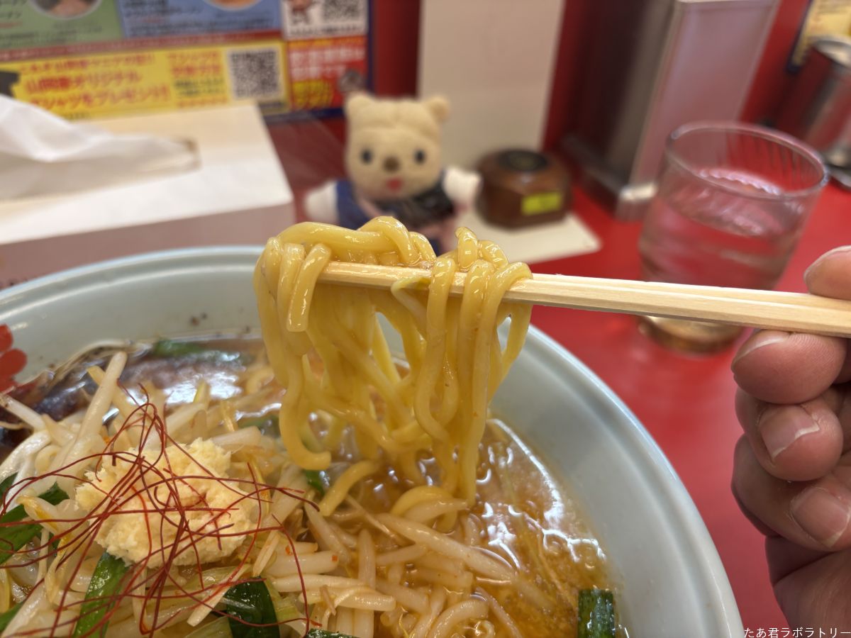 山岡家らしい極太麺・背油風味は味噌でも継承