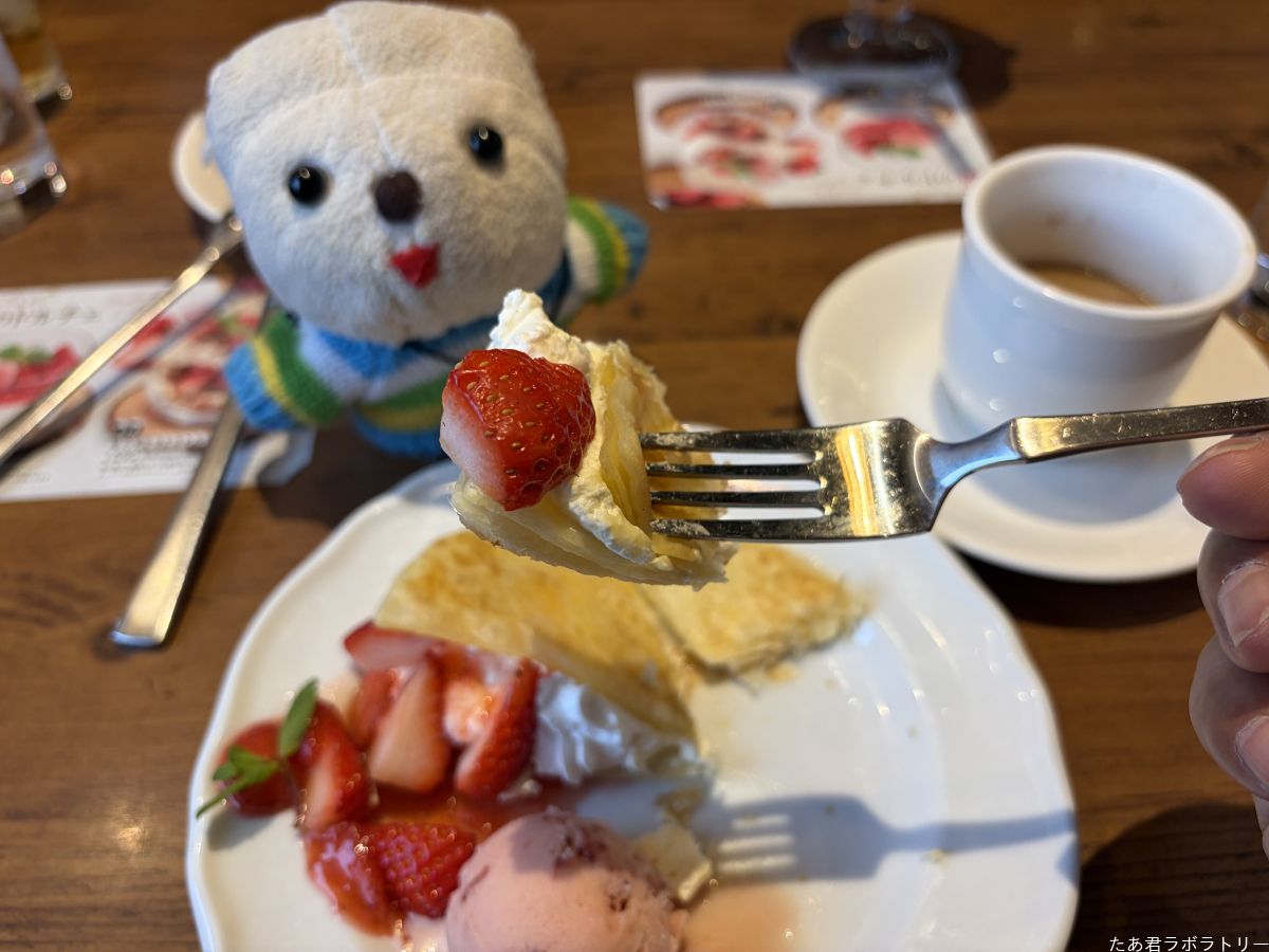 苺のミルフィーユをいただく